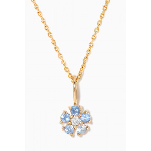 STONE AND STRAND - Blue Sapphire Flower Necklace with Diamond in 10kt Yellow Gold