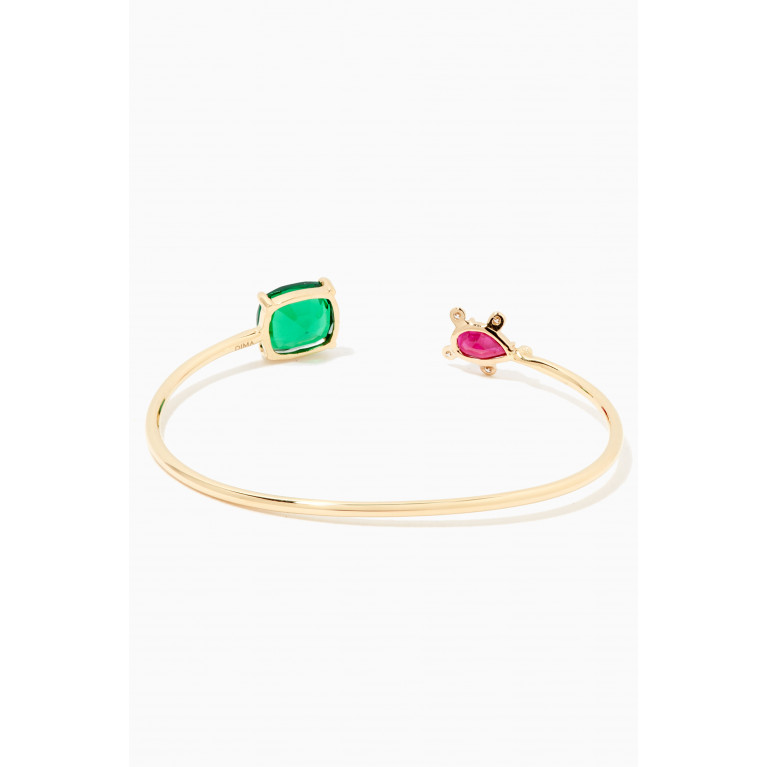 Dima Jewellery - Emerald & Ruby Bangle with Diamonds in 18kt Gold