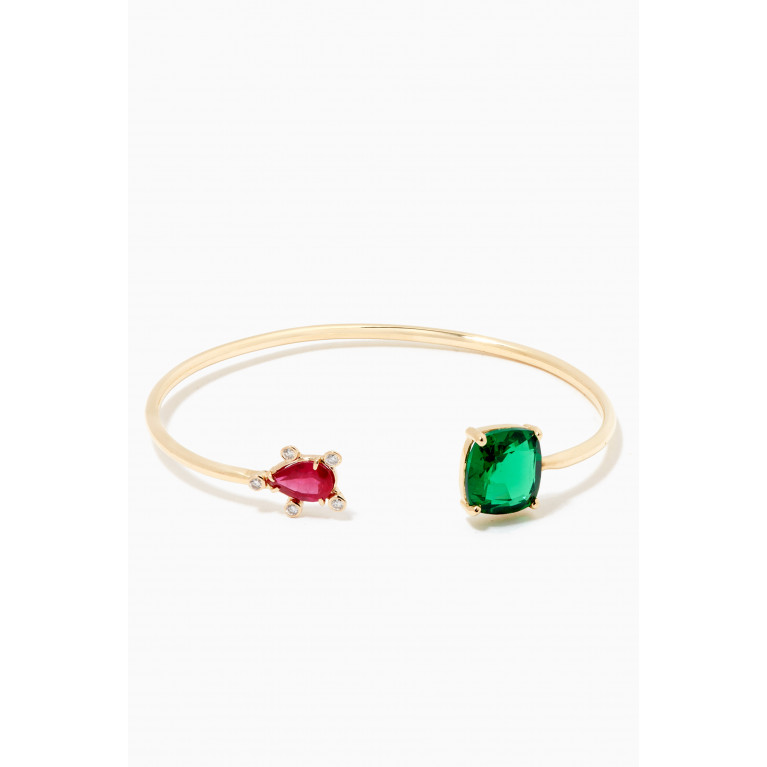 Dima Jewellery - Emerald & Ruby Bangle with Diamonds in 18kt Gold