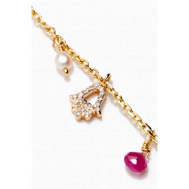 Dima Jewellery - Chalcedony Drop Necklace with Diamond Charms in 18kt Gold