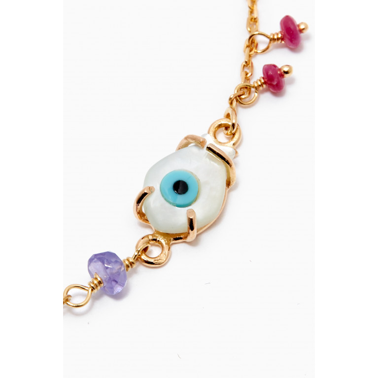 Dima Jewellery - Eye Mother of Pearl Charm Bracelet in 18kt Gold