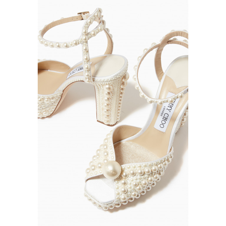 Jimmy Choo - Sacaria/PF 120 Sandals with Pearls in Satin