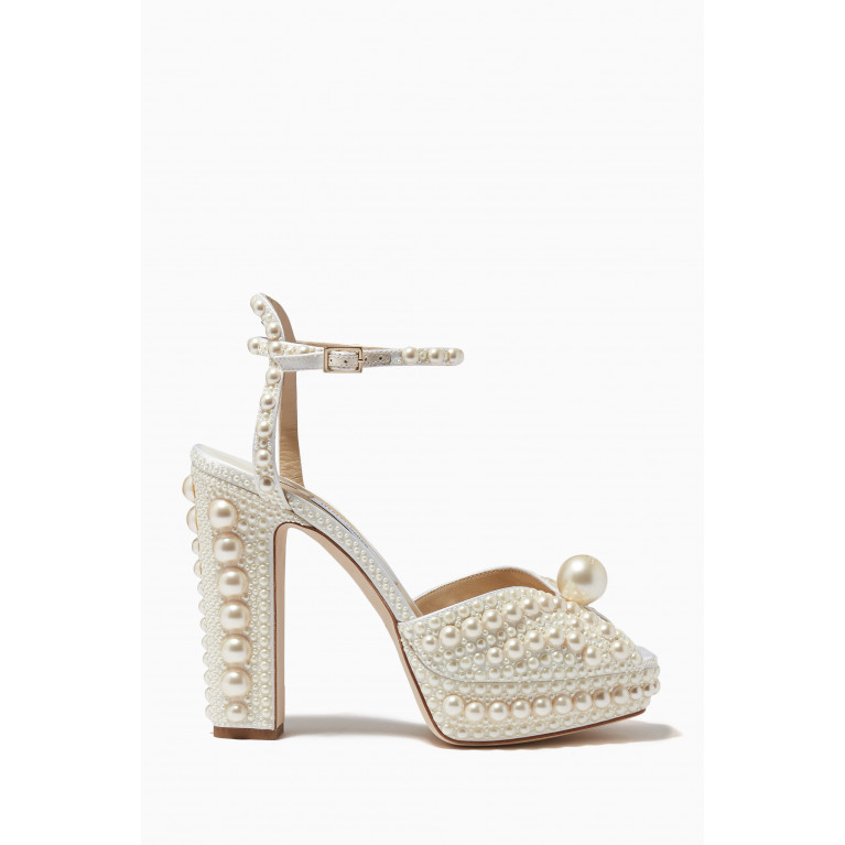 Jimmy Choo - Sacaria/PF 120 Sandals with Pearls in Satin