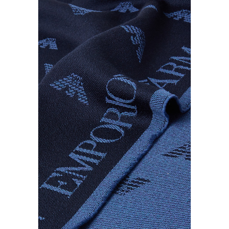 Emporio Armani - EA Macro Logo Scarf in Wool Blue