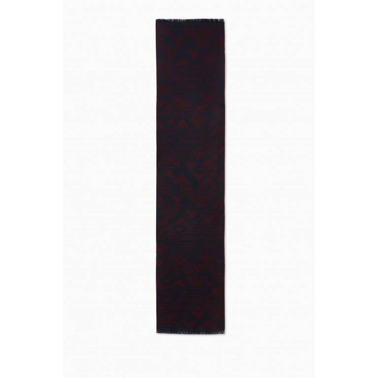 Emporio Armani - EA Macro Logo Scarf in Wool Red