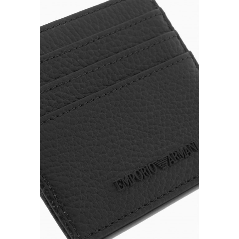 Emporio Armani - EA Logo Card Holder in Tumbled Leather