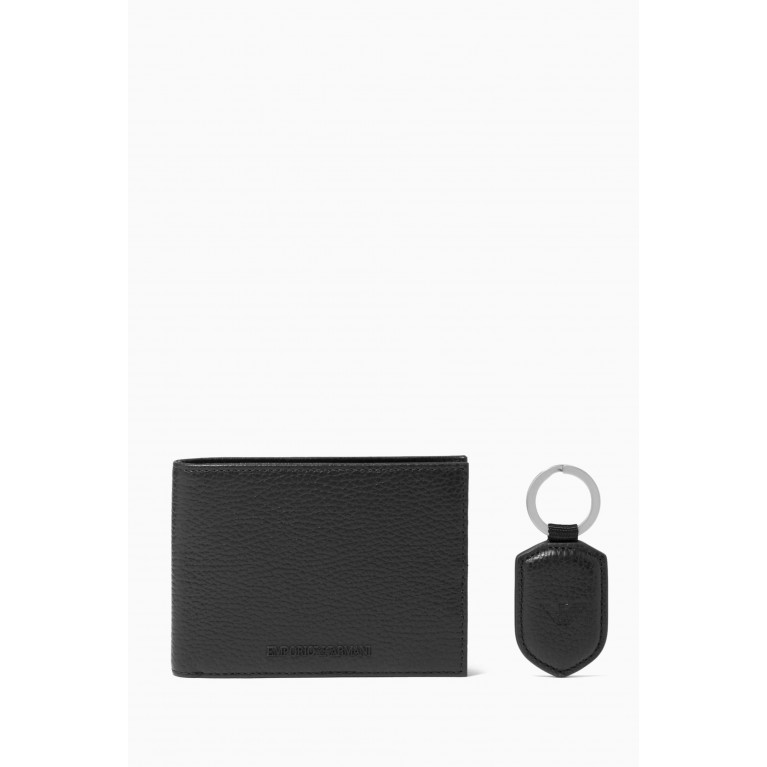 Emporio Armani - EA Wallet & Keyring Gift Set in Tumbled Leather