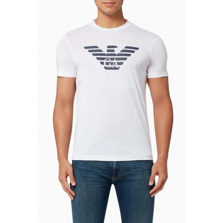 Emporio Armani - EA Macro Logo T-shirt in Cotton Jersey White