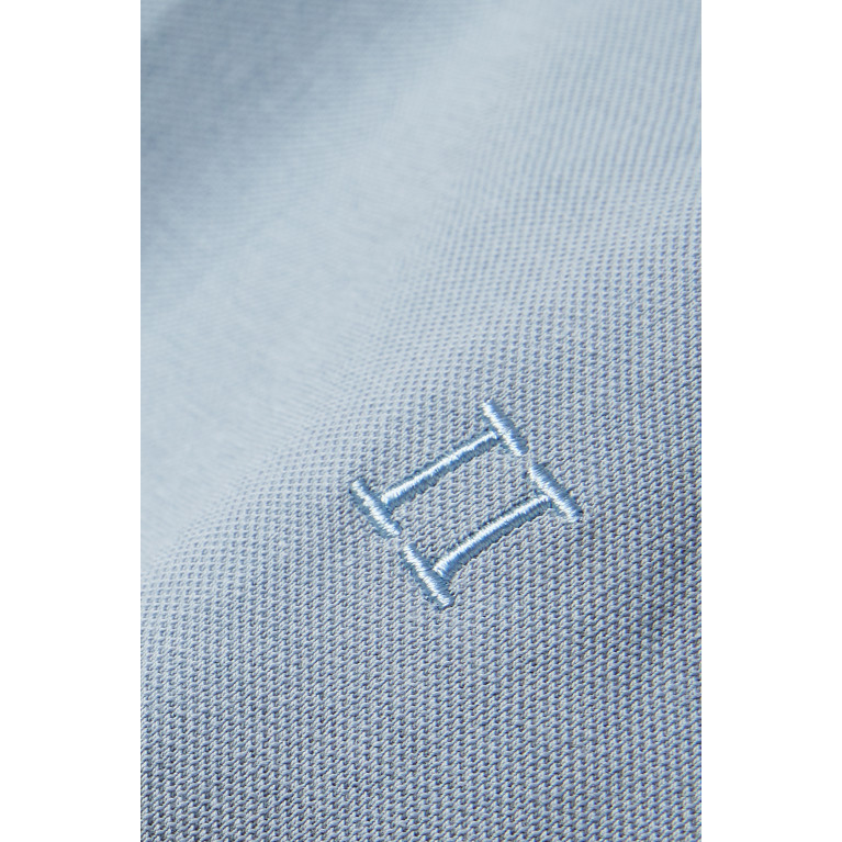 Les Deux - Logo Polo in Cotton Piqué Blue
