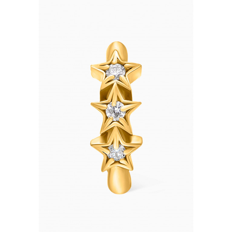 MKS Jewellery - Star Huggy Earrings with Diamonds in 18kt Yellow Gold