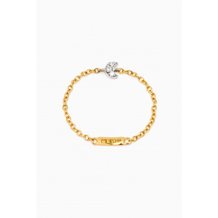 MKS Jewellery - Moon Chain Ring with Diamonds in 18kt Mix Gold