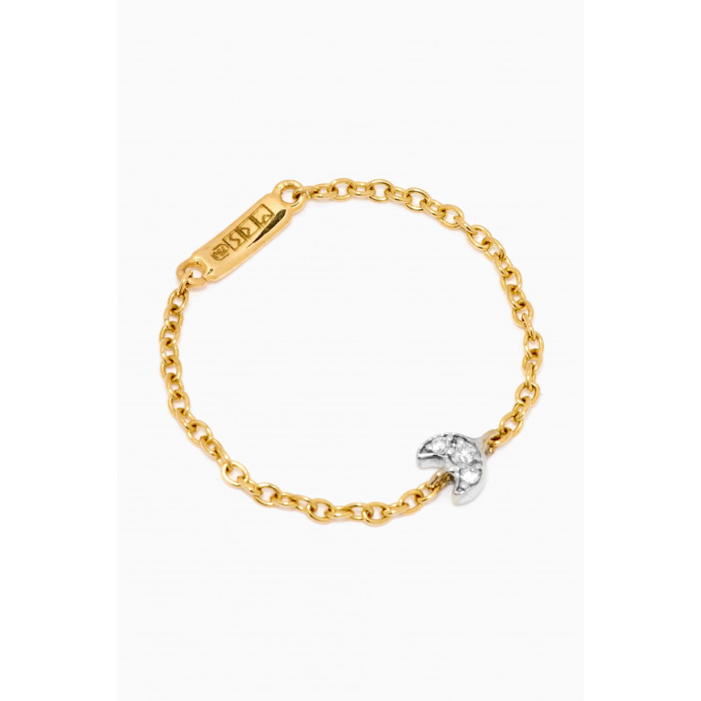 MKS Jewellery - Moon Chain Ring with Diamonds in 18kt Mix Gold