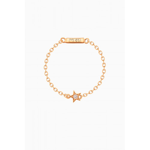 MKS Jewellery - Star Chain Ring with Diamonds in 18kt Yellow Gold