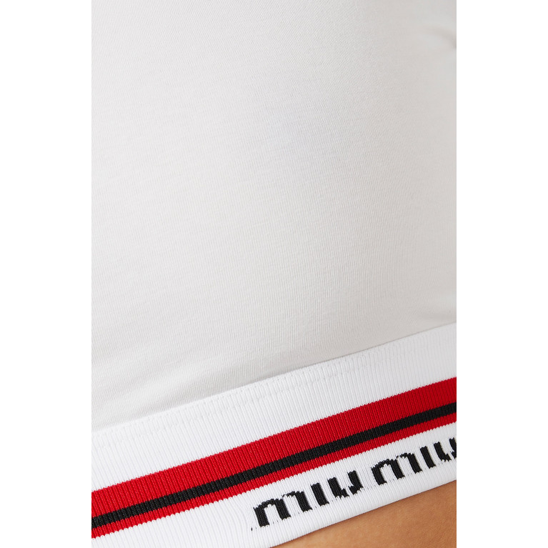 Miu Miu - Logo Band Cropped T-shirt in Cotton Jersey