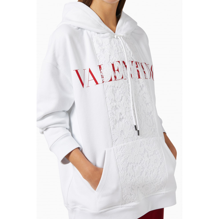 Valentino - Valentino Print Hoodie in Cotton Jersey & Lace