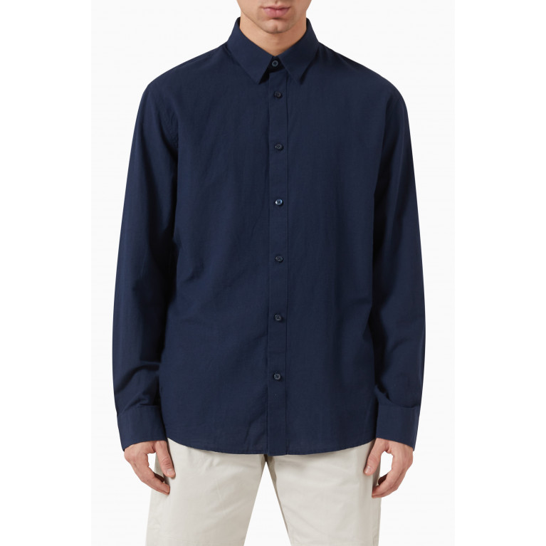 Selected Homme - Classic Shirt in Organic Cotton & Linen Blue