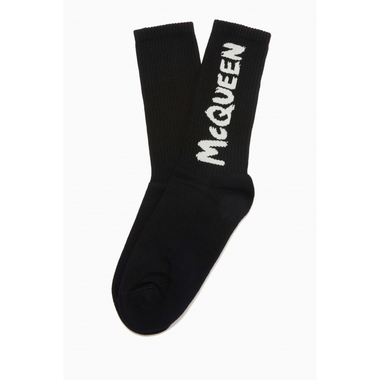 Alexander McQueen - McQueen Graffiti Socks in Cotton Blend