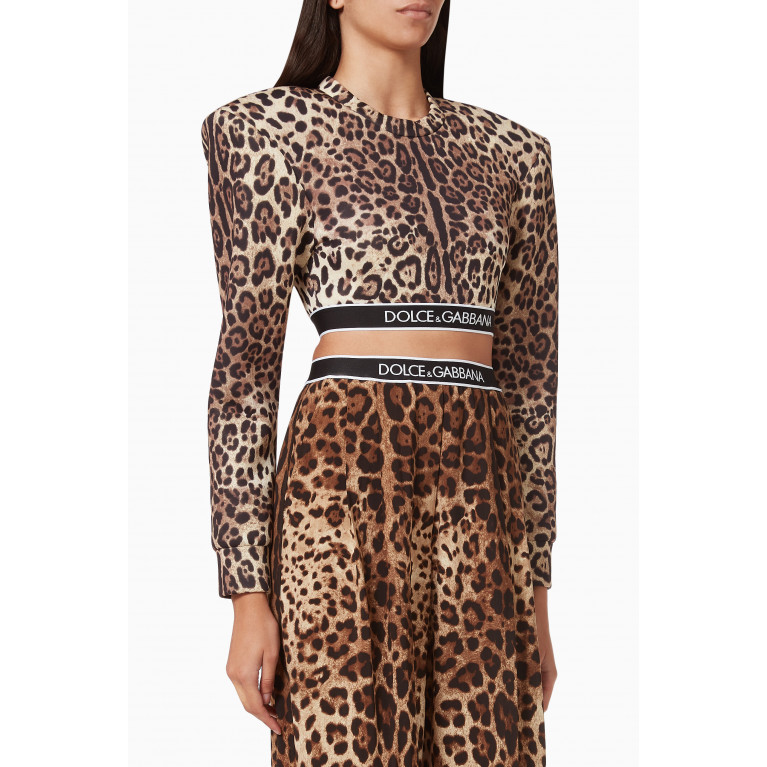 Dolce & Gabbana - Leopard Top with Branded Elastic in Technical Jersey