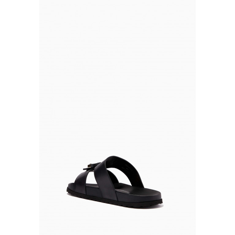 Burberry - Buckled Slide Sandals in Leather