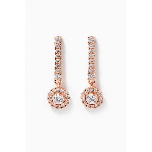 CZ by Kenneth Jay Lane - Round CZ Halo Drop Earrings Rose Gold