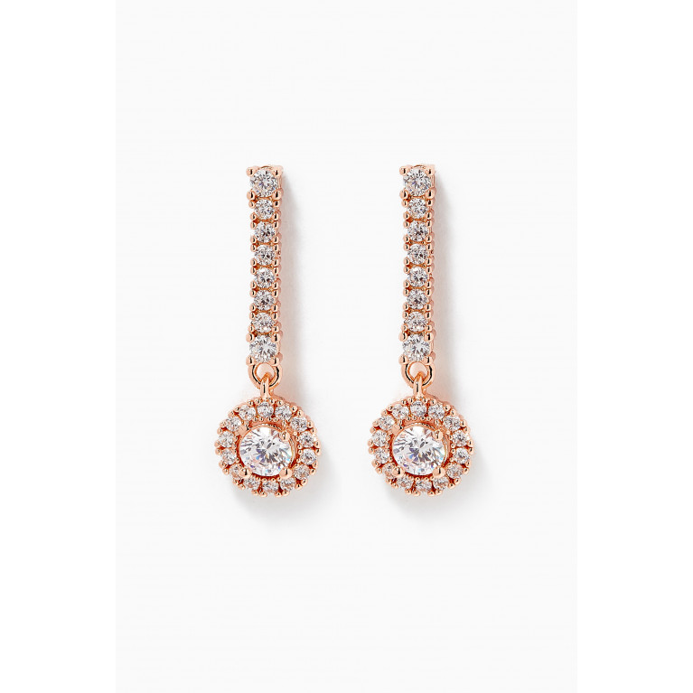 CZ by Kenneth Jay Lane - Round CZ Halo Drop Earrings Rose Gold