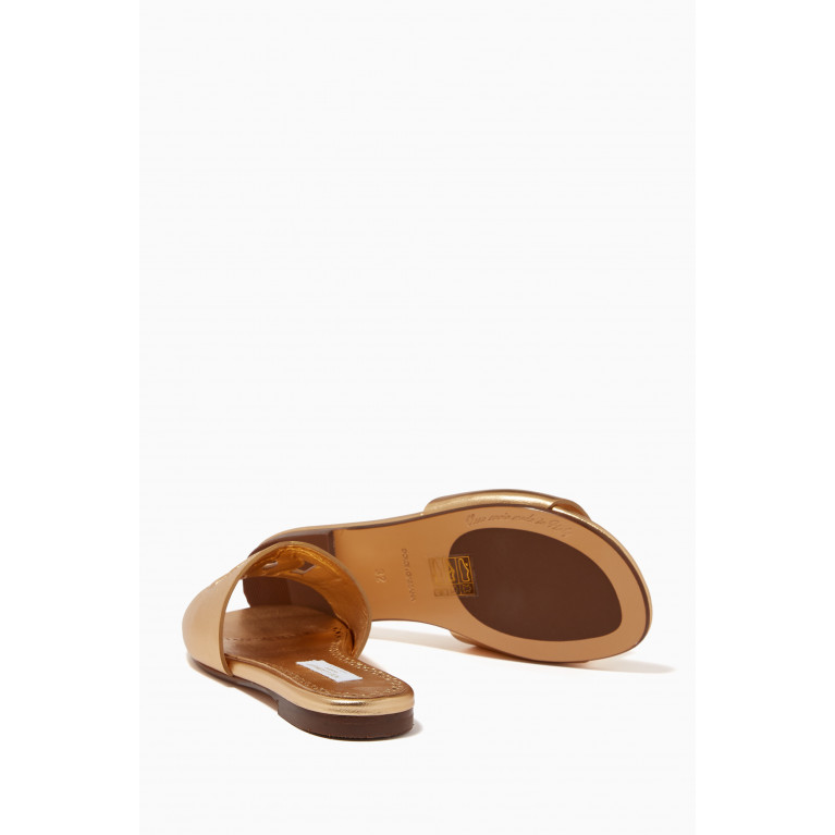 Dolce & Gabbana - DG Millennials Slides in Leather Gold