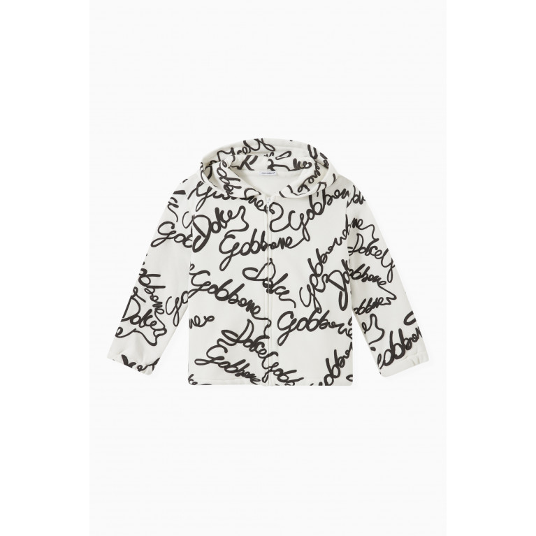 Dolce & Gabbana - Dolce & Gabbana - All-over Logo Print Hoodie in Jersey