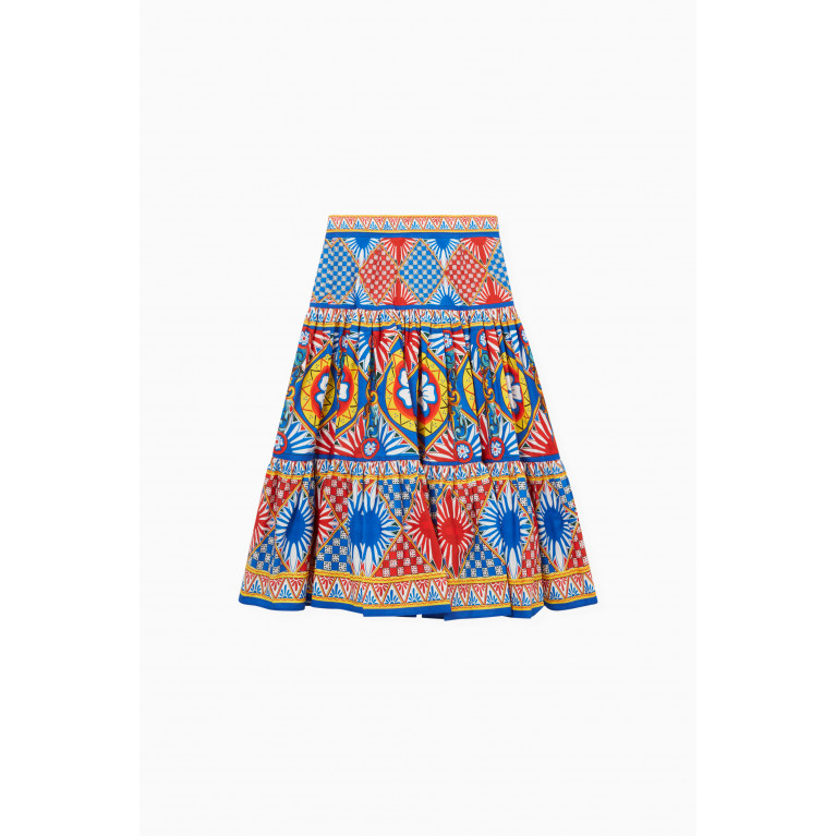 Dolce & Gabbana - Long Carretto-print Skirt in Poplin