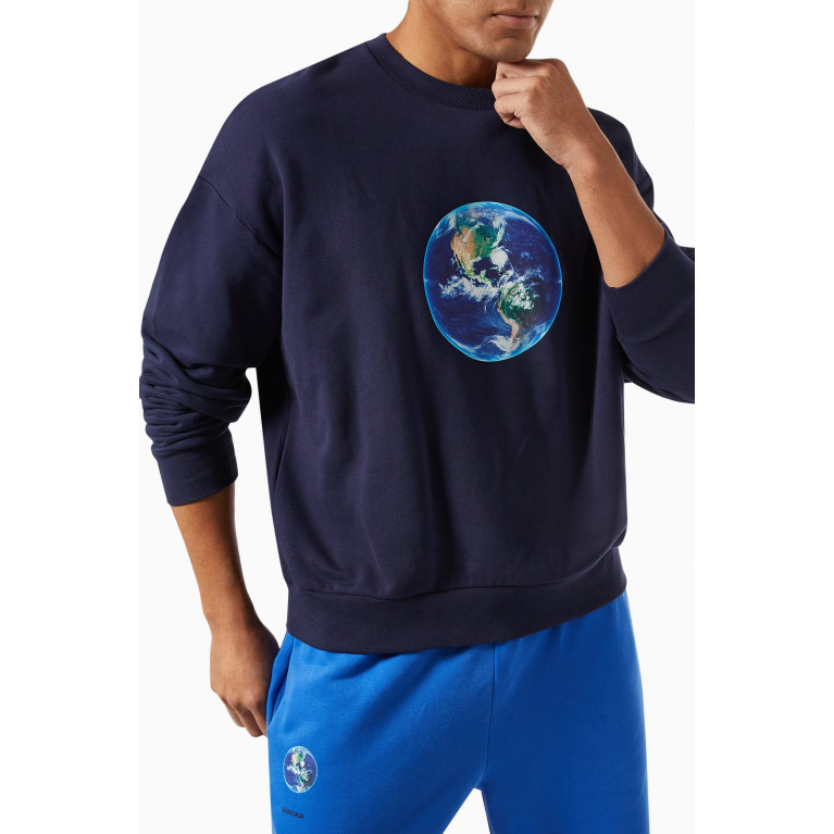 Pangaia - Organic Cotton Mother Earth Sweatshirt Navy
