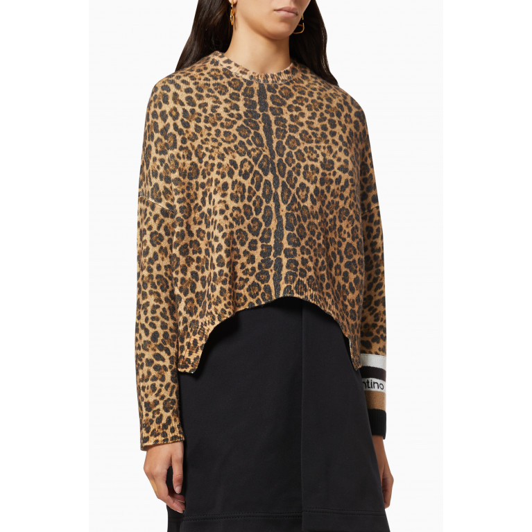 Valentino - Sweater with Animalier Print in Wool & Cashmere