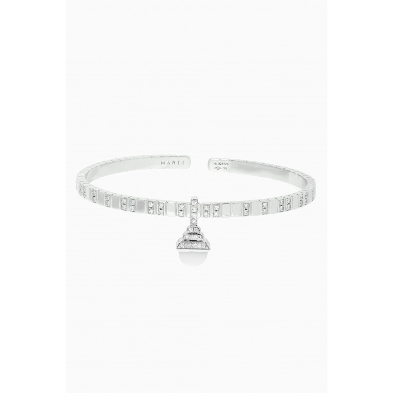 Marli - Cleo Charm Diamond Bracelet with Milky Aquamarine in 18kt White Gold