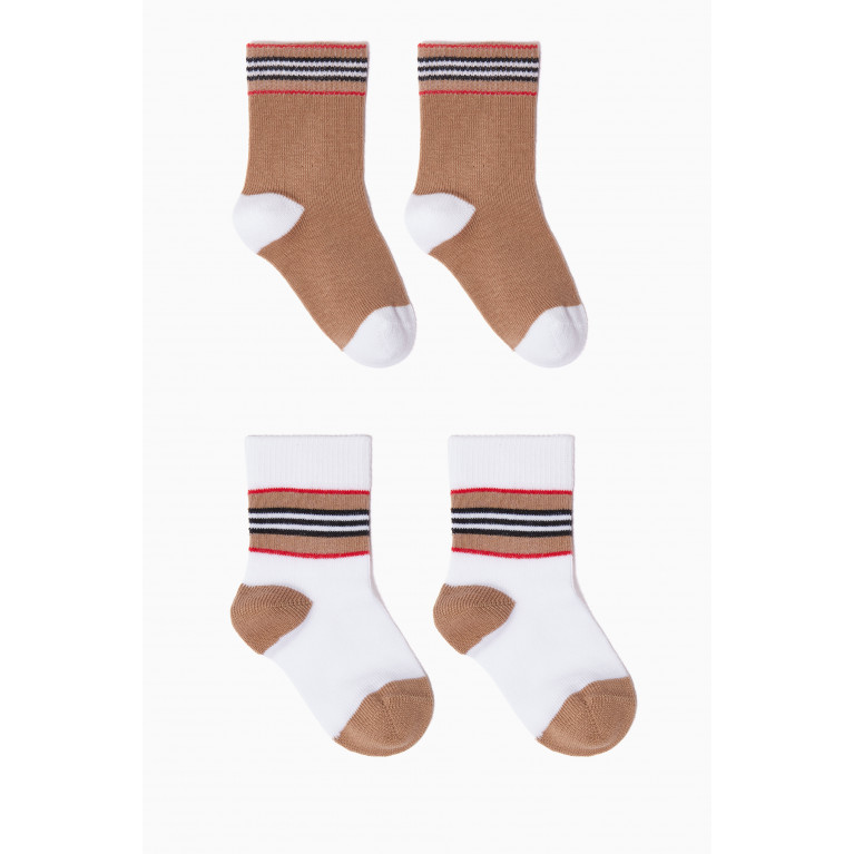 Burberry - Icon Stripe Sock Baby Gift Set in Cotton Blend White