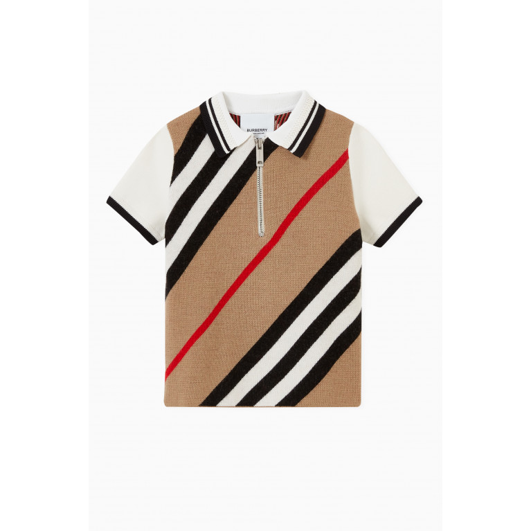 Burberry - Polo Shirt in Icon Stripe Wool Blend