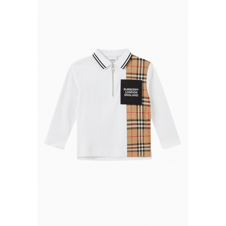 Burberry - Polo Shirt with Vintage Check Panel in Cotton Piqué