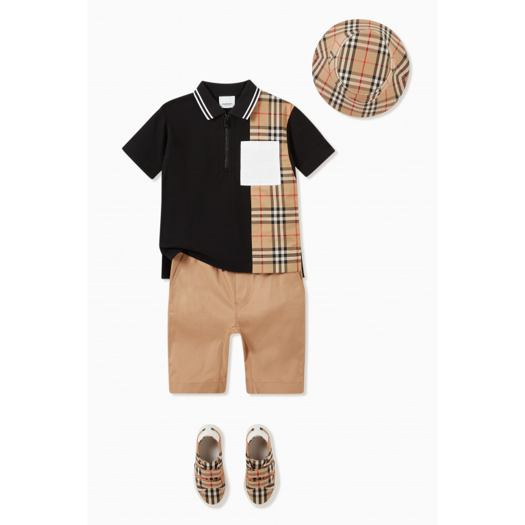 Burberry - Zip Polo with Vintage Check Panel in Cotton Piqué