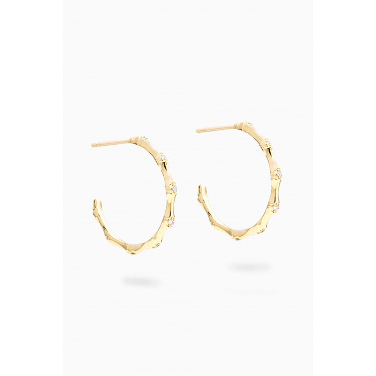 STONE AND STRAND - Diamond Bamboo Hoops in 14kt Yellow Gold