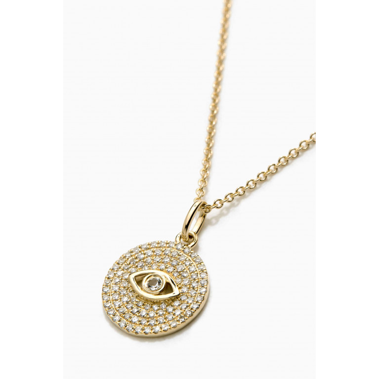 STONE AND STRAND - Large Pavé Evil Eye Necklace in 10kt Yellow Gold