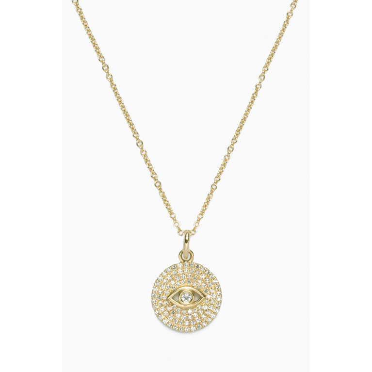 STONE AND STRAND - Large Pavé Evil Eye Necklace in 10kt Yellow Gold
