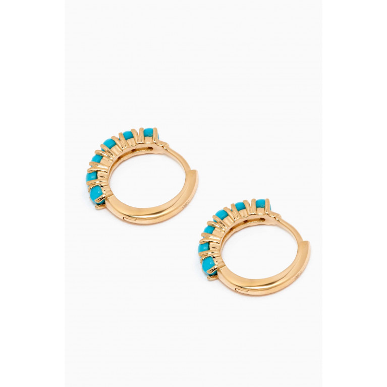 STONE AND STRAND - Turquoise Huggies in 14kt Yellow Gold