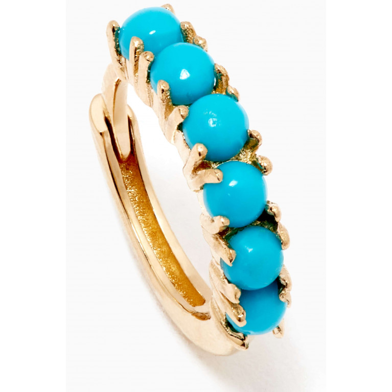 STONE AND STRAND - Turquoise Huggies in 14kt Yellow Gold
