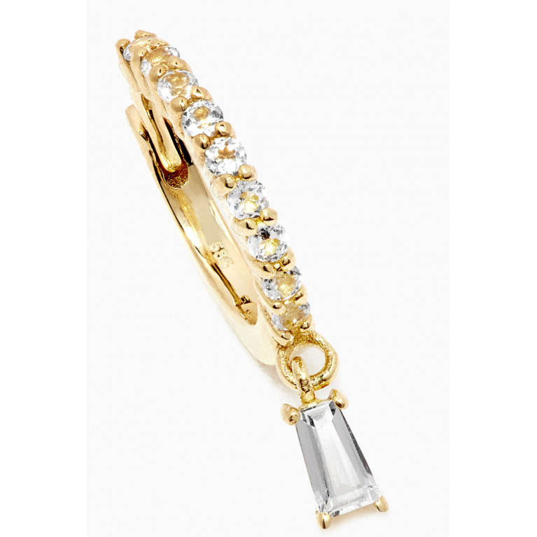 STONE AND STRAND - Icicle Topaz Huggies in 14kt Yellow Gold