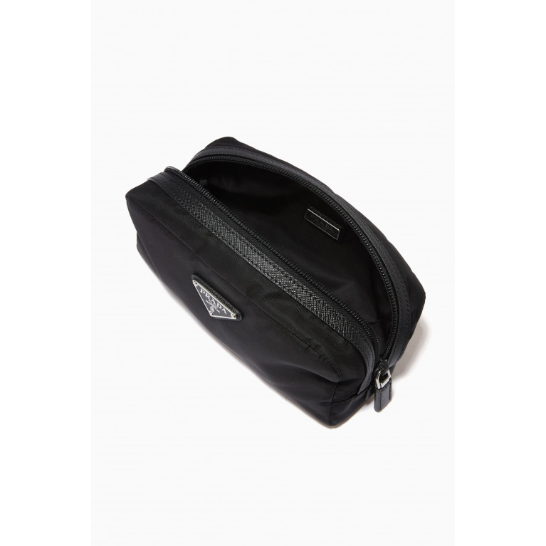 Prada - Triangle Logo Toiletry Bag in Re-Nylon & Saffiano Leather
