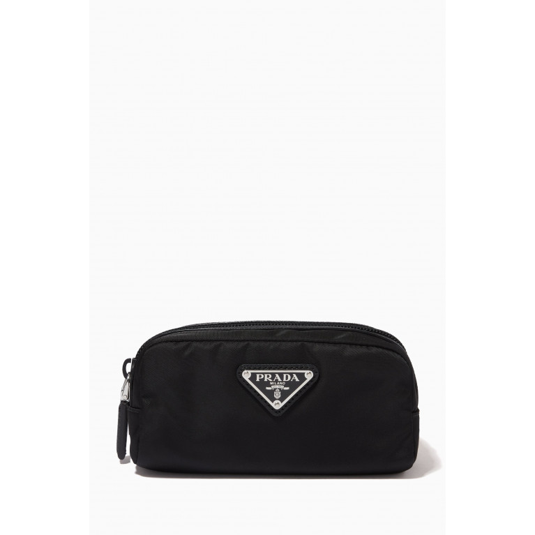 Prada - Triangle Logo Wash Bag in Re-Nylon & Saffiano Leather