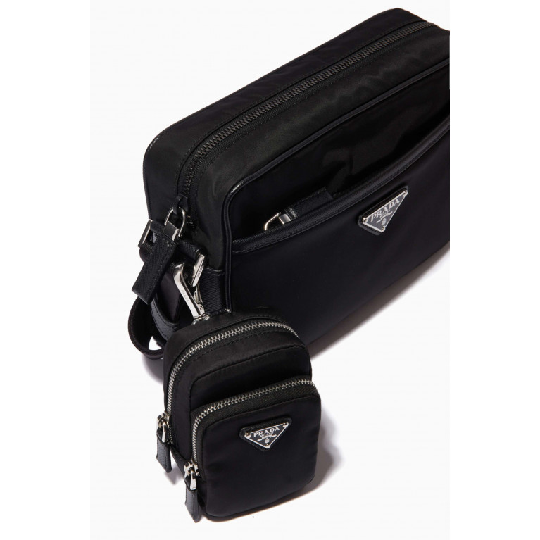 Prada - Triangle Logo Mini Pouch in Re-Nylon & Saffiano Leather