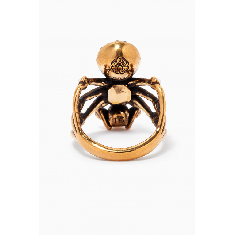 Alexander McQueen - Spider Crystal & Pearl Ring in Brass