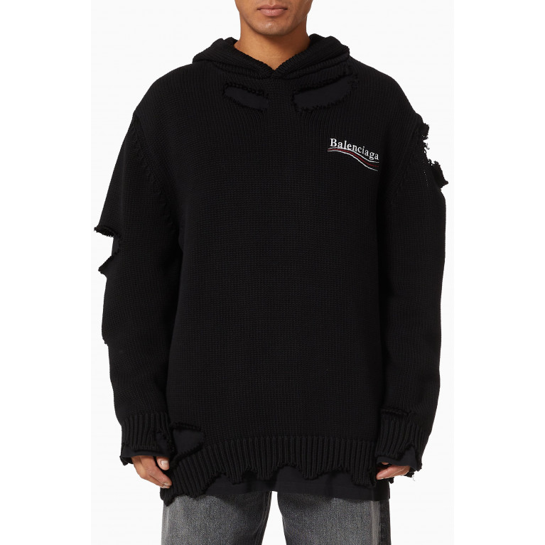 Balenciaga - Political Campaign Destroyed Hoodie in Cotton Knit