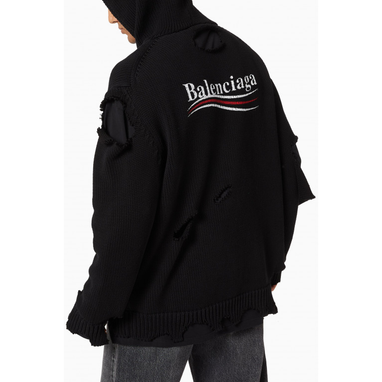 Balenciaga - Political Campaign Destroyed Hoodie in Cotton Knit