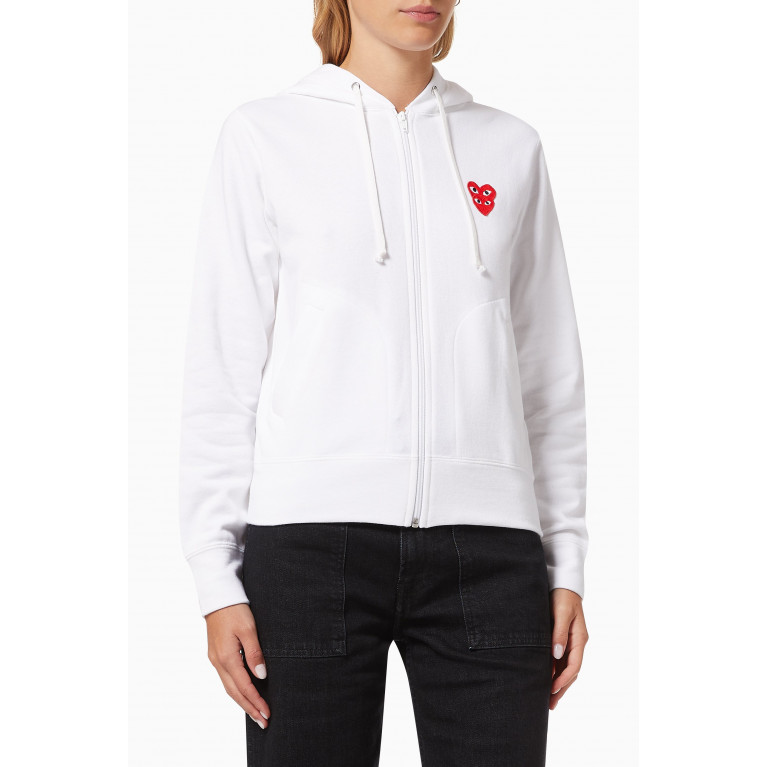 Double Heart Sweatshirt in Cotton Terry White