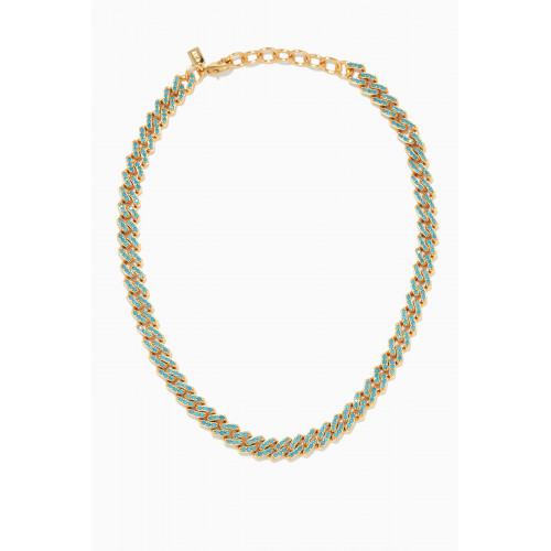 Crystal Haze - Mexican Chain Necklace in 18kt Gold Plating Blue