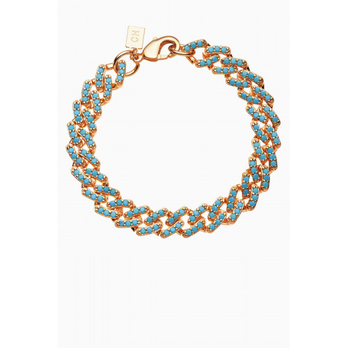 Crystal Haze - Mexican Chain Bracelet in 18kt Gold Plating Blue